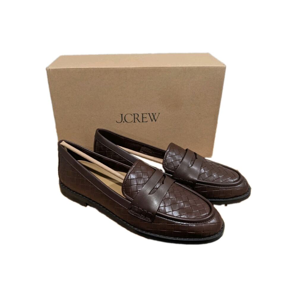 J Crew Women's Textured flex penny loafers Roasted Cocoa Size 9.5 New With Box